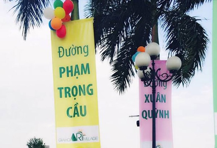 Các tên đường được đặt tại khu dân cư Gia Hòa. Ảnh: S.Nhung