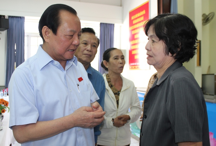 Ủy viên Bộ Chính trị, Bí thư Thành ủy TP HCM Lê Thanh Hải tiếp xúc cử tri quận 5, TP HCM vào sáng 28-6