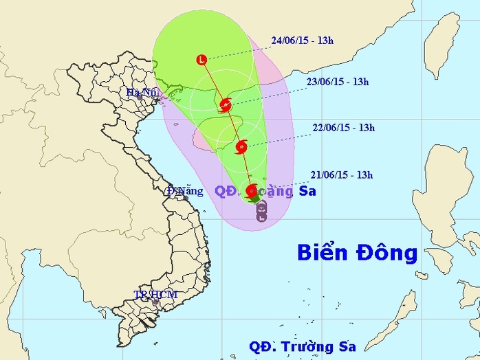 Vị trí và dự báo hướng di chuyển của bão số 1 - Nguồn: Trung tâm Dự báo khí tượng thủy văn Trung ương