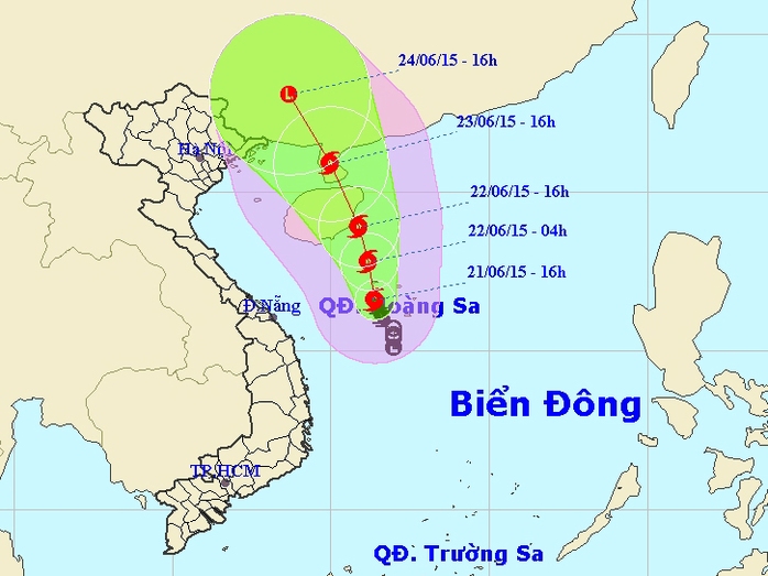 Vị trí và dự báo đường đi của bão số 1. Nguồn: Trung tâm Dự báo khí tượng thủy văn Trung ương