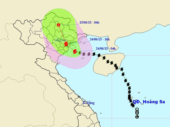 Vị trị và dự báo đường đi của bão số 1 - Nguồn: Trung tâm Dự báo khí tượng thủy văn Trung ương