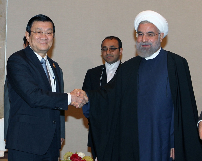 Chủ tịch nước Trương Tấn Sang hội kiến với Tổng thống Iran Hassan Rouhani  Ảnh: TTXVN