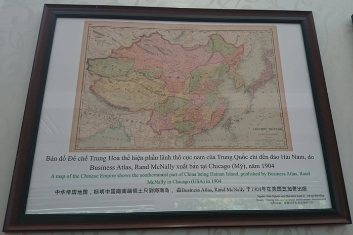Trước đó, bản đồ của đế chế Trung Hoa do Business Atlas, Rand McNally xuất bản tại Chicago (Mỹ) chỉ có phần lãnh thổ đến đảo Hải Nam, không có hoàng Sa, Trường Sa.