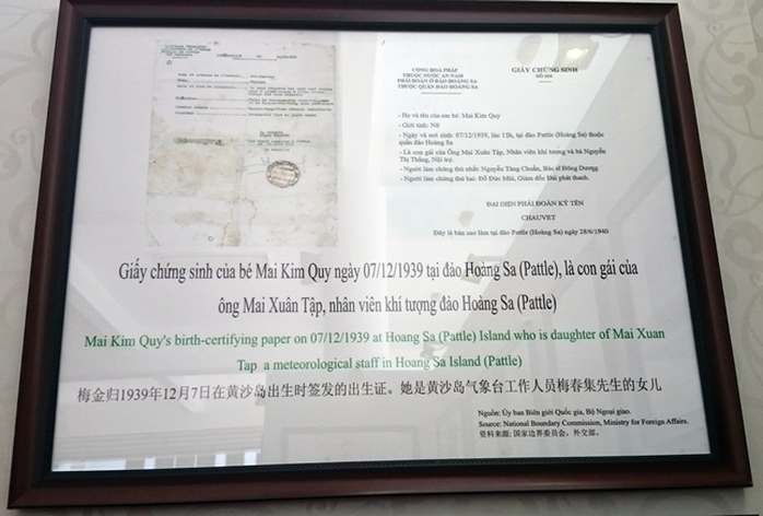 Giấy chứng sinh của một công dân Việt Nam tại Hoàng Sa, năm 1930. Thêm một bằng chứng về chủ quyền Hoàng sa là của Việt Nam