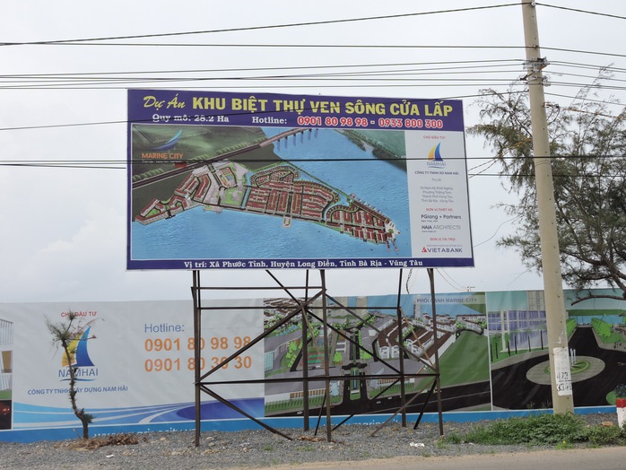 Dự án phố biển Marine City đang được Công ty TNHH Xây dựng Nam Hải xây dựng tại trung tâm huyện Long Điền, tỉnh Bà Rịa - Vũng Tàu
Ảnh: 
Ngọc Giang