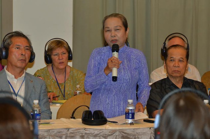 Bà Hoàng Thị Khánh-Trưởng ban liên lạc Cựu tù chính trị và Tù binh TPHCM kể lại những ngày tháng ác mộng phải trải qua tại nhà tù Côn Đảo. Ảnh: Tấn Thạnh