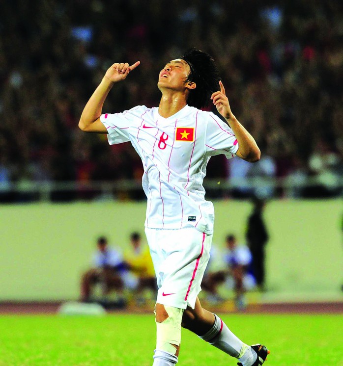 Tuấn Anh sau bàn thắng vào lưới U19 Myanmar ở Giải U19 Đông Nam Á 2014. Ảnh: Hải Anh