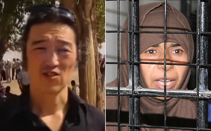 Kenji Gotos life may be won if Jordan frees Sajida al-Rishawi, right