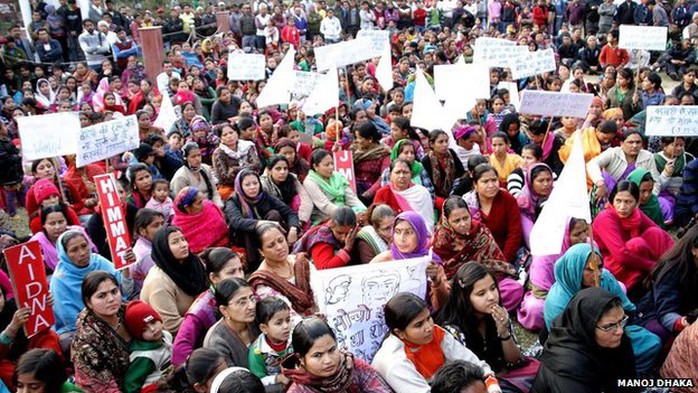 Protests against the gang-rape of a mentally disabled woman in Rohtak, 9 February 2015