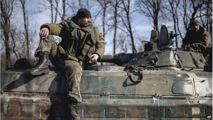 Ukrainian soldiers near Artemivsk, 23 February 2015