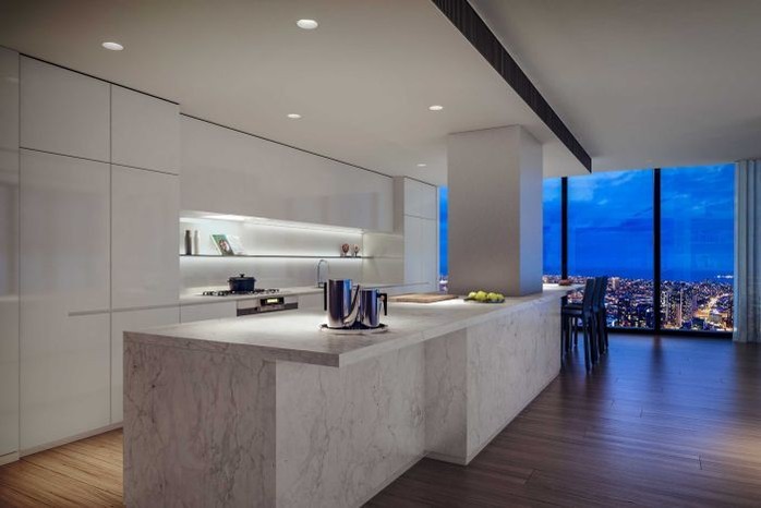 The kitchen inside the penthouse in Australia 108.