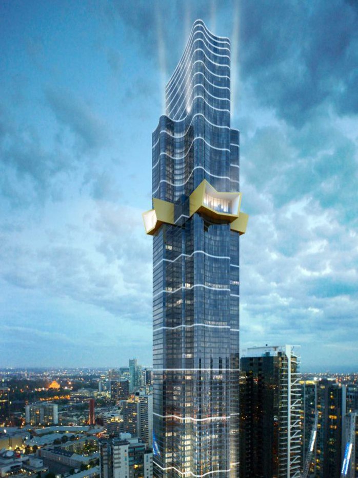 An artists impression of the 319 metre tall Australia 108 building, approved for construction in Southbank.