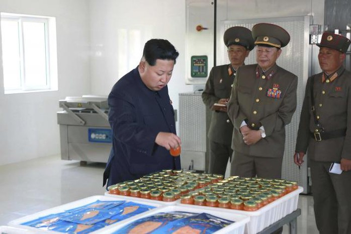North Korean leader Kim Jong Un gives field guidance at the 810 army unit’s Salmon farms in this undated photo released by North Koreas Korean Central News Agency (KCNA) in Pyongyang. REUTERS/KCNA