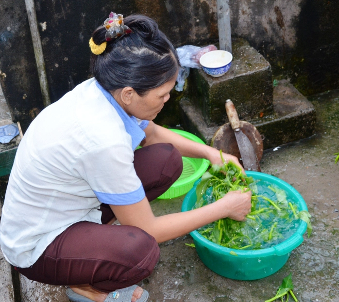 Rau vẫn là món ăn ngày cuối tuần của công nhân nhà trọ