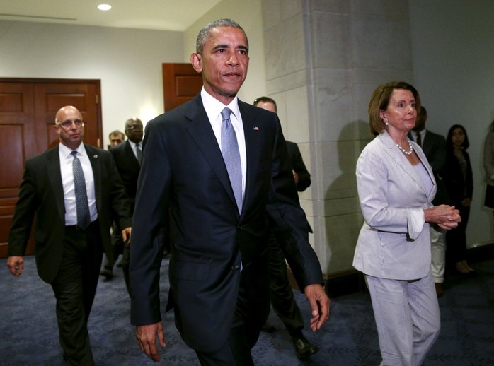 Tổng thống Mỹ Barack Obama tới Hạ viện Mỹ ngày 12-6 để kêu gọi bỏ phiếu ủng hộ TPA   Ảnh: REUTERS