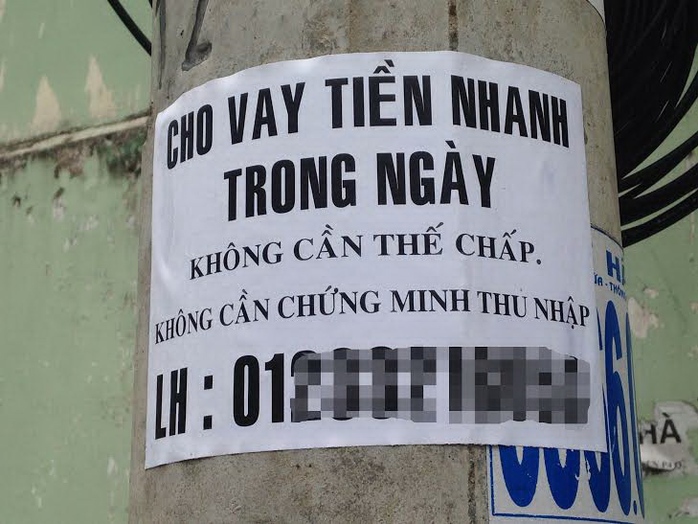 Tờ rơi quảng cáo cho vay tiền nhanh trong ngày