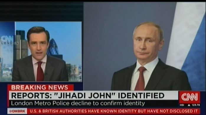 CNN đưa ảnh Putin vào tin về John thánh chiến. Ảnh: chụp màn hình