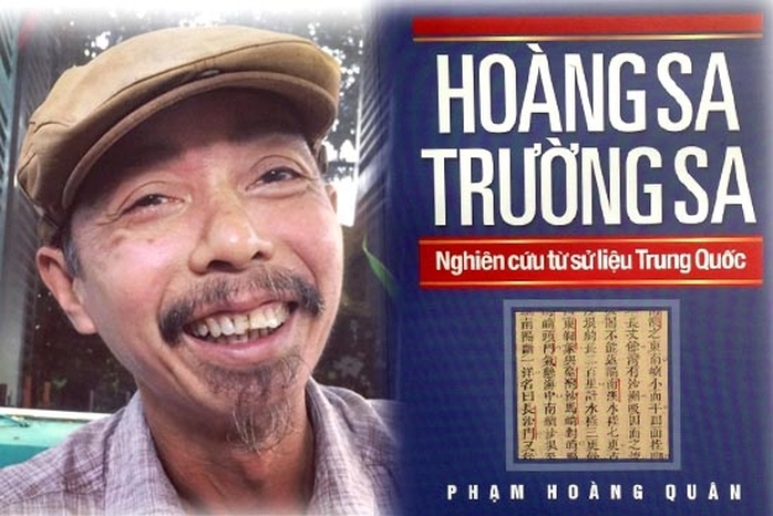 Nhà nghiên cứu Phạm Hoàng Quân và công trình tập hợp các bài nghiên cứu của ông: Hoàng Sa - Trường Sa nghiên cứu từ sử liệu Trung Quốc. Ảnh: Internet