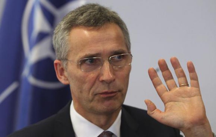 Ông Jens Stoltenberg trong cuộc họp báo. Ảnh: Reuters