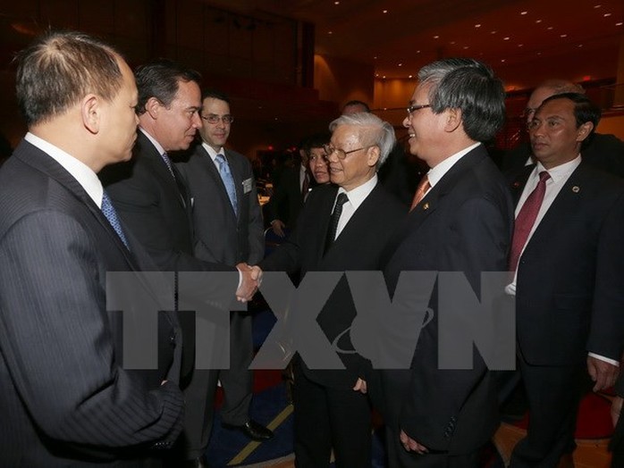 Tổng Bí thư Nguyễn Phú Trọng gặp gỡ đại diện các tầng lớp xã hội Việt Nam-Mỹ - Ảnh: TTXVN