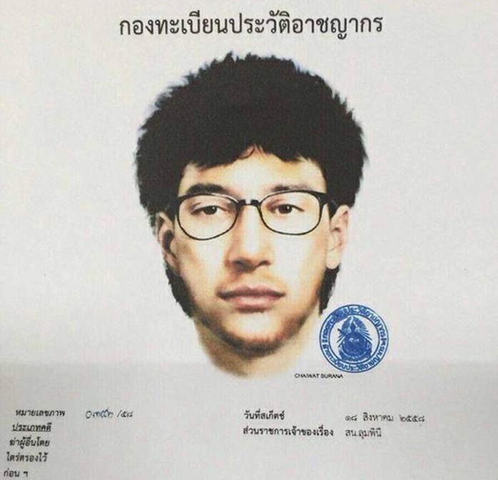 Phác thảo chân dung nghi phạm. Ảnh: Bangkok Post