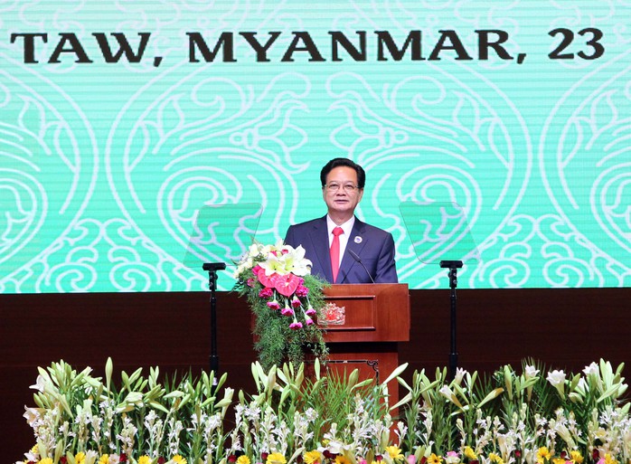 Thủ tướng Nguyễn Tấn Dũng phát biểu tại Hội nghị Cấp cao ACMECS 6 ngày 23-6Ảnh: TTXVN