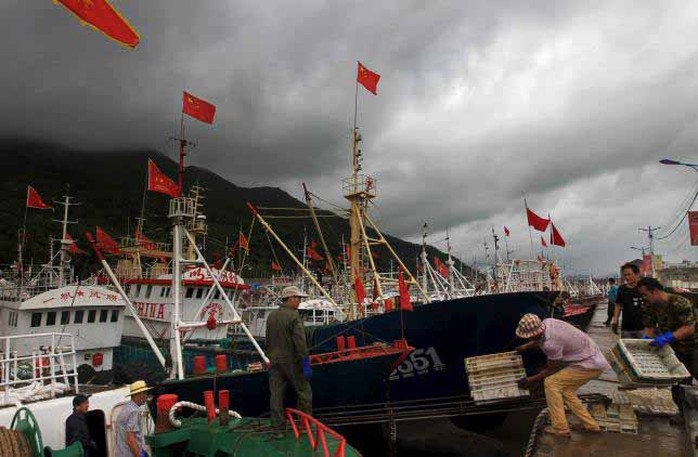 Nhiều tàu thuyền vào bờ để tránh bão hôm 7-8 Ảnh: Reuters