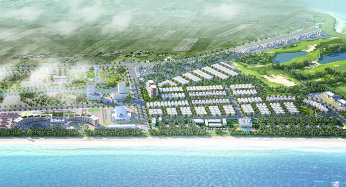 Phối cảnh toàn bộ khu The Luxury hướng nhìn từ biển Phối cảnh toàn bộ khu The Luxury hướng nhìn từ biển