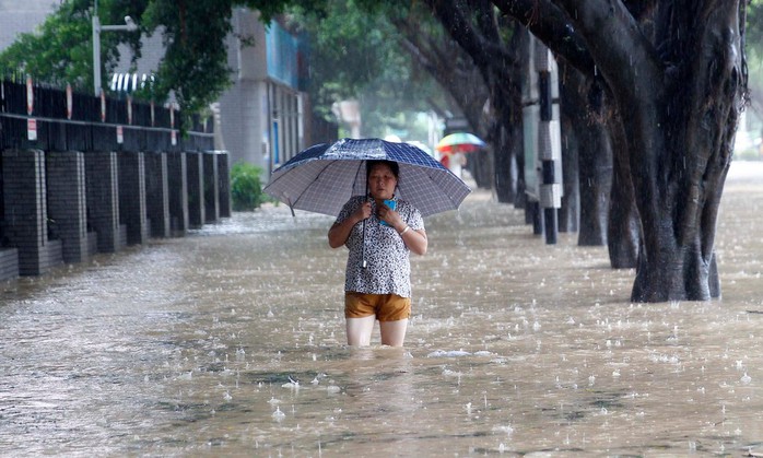 
Một con đường ngập nước ở TP Phúc Châu, tỉnh Phúc Kiến ngày 28-9. Ảnh: BARCROFT

