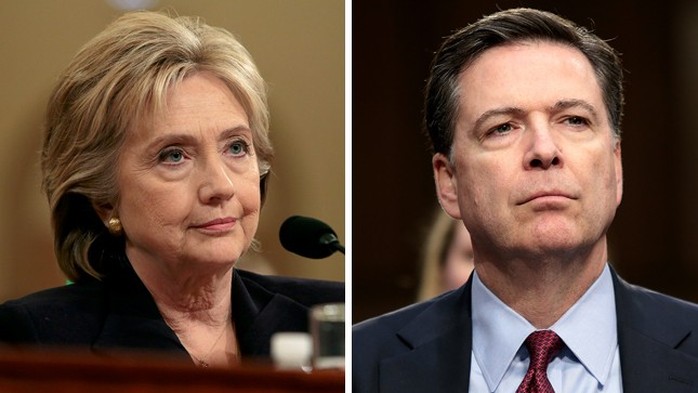 Bà Clinton (trái) và ông Comey. Ảnh: THE HILL