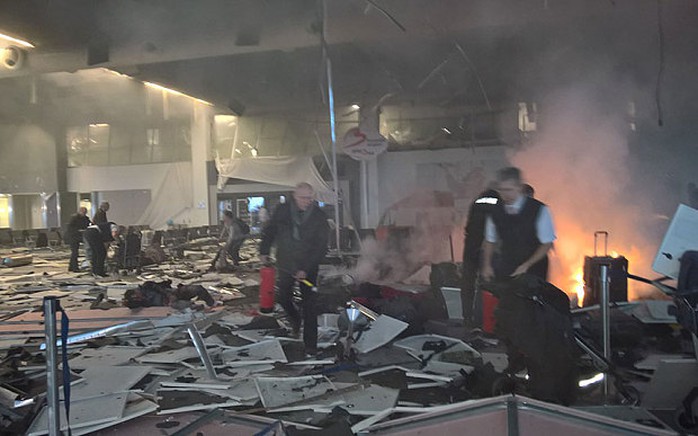 The scene at Brussels airport immediately after the explosion