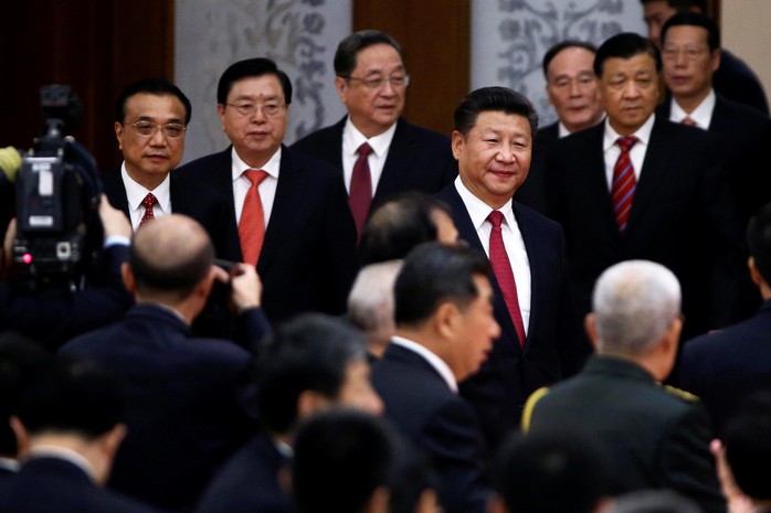 
Chủ tịch Tập Cận Bình tại Đại lễ đường Nhân dân ở Bắc Kinh hôm 30-9 Ảnh: REUTERS
