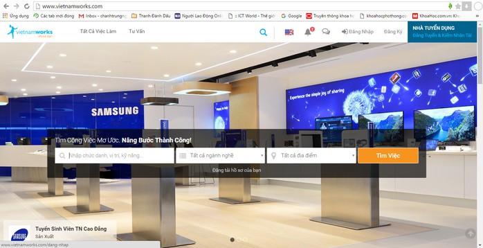 Giao diện trang VietnamWorks.com
