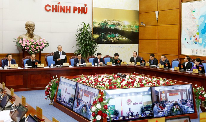 Chính phủ tổ chức hội nghị trực tuyến với các địa phương vào ngày 28-12 Ảnh: TTXVN