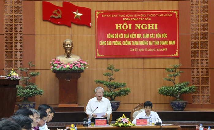 
Tổng Thanh tra Chính phủ Phan Văn Sáu, Trưởng đoàn Công tác số 6 phát biểu tại hội nghị
