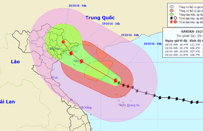 
Vị trí và dự báo đường đi của bão số 7-Nguồn: Trung tâm Dự báo khí tượng Thủy văn trung ương
