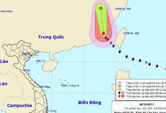 
Siêu bão Meranti (bão số 5) đã đổ bộ vào phía Nam tỉnh Phúc Kiến (Trung Quốc) - Nguồn: Trung tâm dự báo khí tượng thuỷ văn Trung ương
