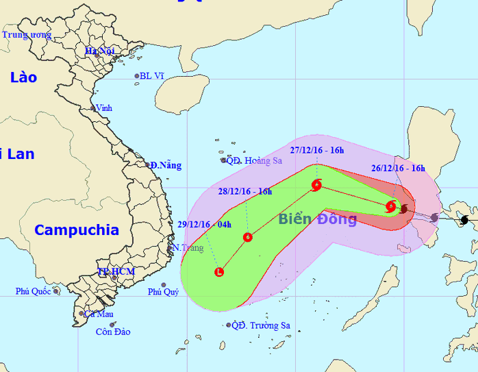 Vị trí và dự báo đường đi của bão số 10 - Nguồn: Trung tâm Dự báo khí tượng thủy văn Trung ương