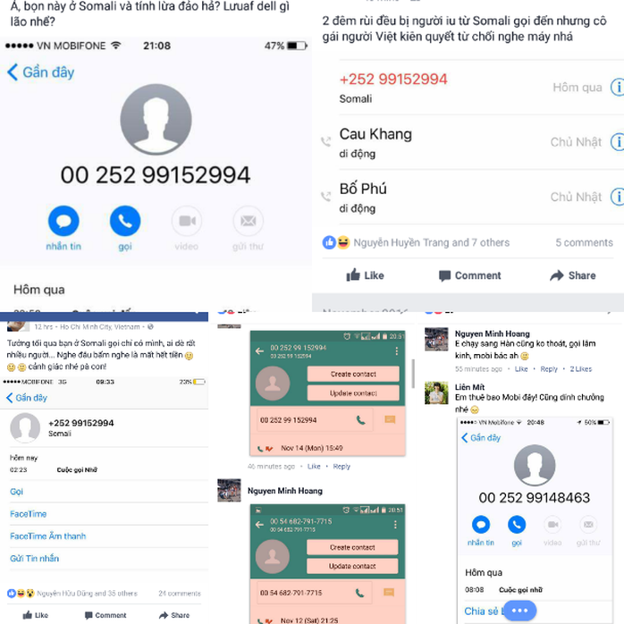 
Hàng loạt người dùng phản ánh trên Facbook bị các đầu số từ Somali liên tục nhá máy.
