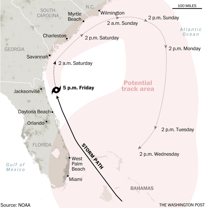 
Bão có thể quành ngược lại Florida. Nguồn: NOAA
