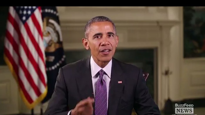 
Ông Obama phát biểu trong một video phát trực tiếp trên BuzzFeed News tối ngày 9-11. Ảnh: BUZZFEED
