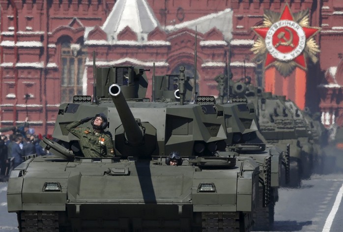 
Quân đội Nga phô diễn sức mạnh xe tăng T-14 Armata. Ảnh: Reuters
