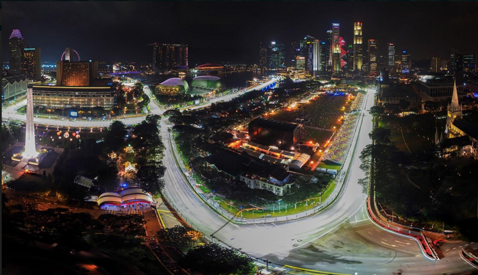 Cung đường đua đêm của giải đua xe Công thức 1 trong mùa Grand Prix tại Singapore