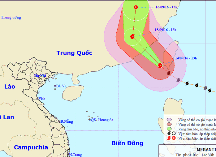 
Vị trí và dự báo đường đi của bão số 5 - Nguồn: Trung tâm Dự báo khí tượng thuỷ văn Trung ương
