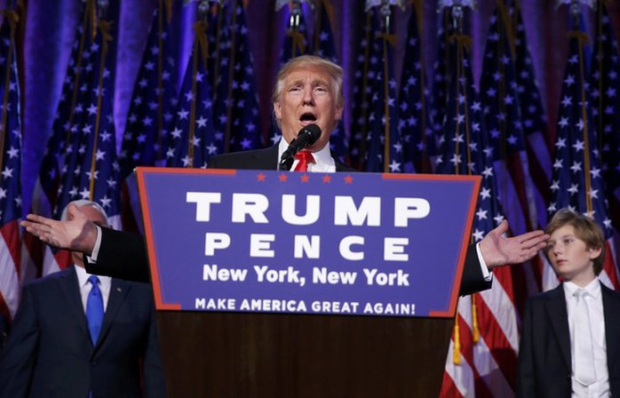 
Ông Trump phát biểu thắng cử. Ảnh: Reuters
