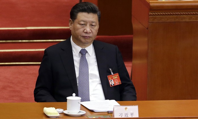 
Chủ tịch Trung Quốc Tập Cận Bình trong phiên họp Quốc hội thường niên hôm 10-3. Ảnh: AP

