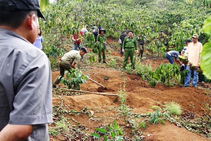 
Lực lượng chức năng tỉnh Lâm Đồng khai quật thi thể để điều tra làm rõ.
