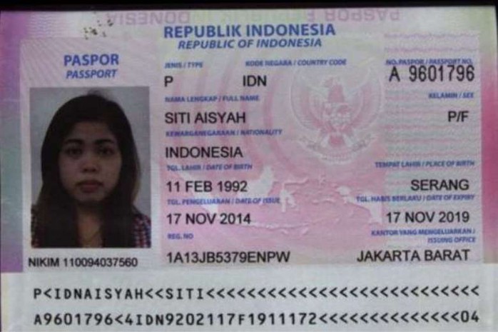 
Nghi phạm Indonesia Siti Aisyah. Ảnh: Detik.com
