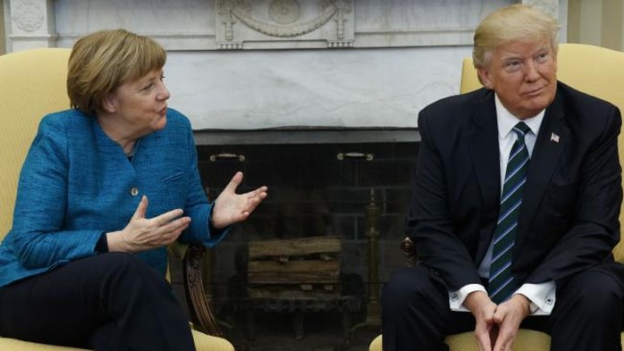 
Thủ tướng Đức Angela Merkel và Tổng thống Mỹ Donald Trump trong cuộc gặp tại Nhà Trắng ngày 17-3. Ảnh: AP
