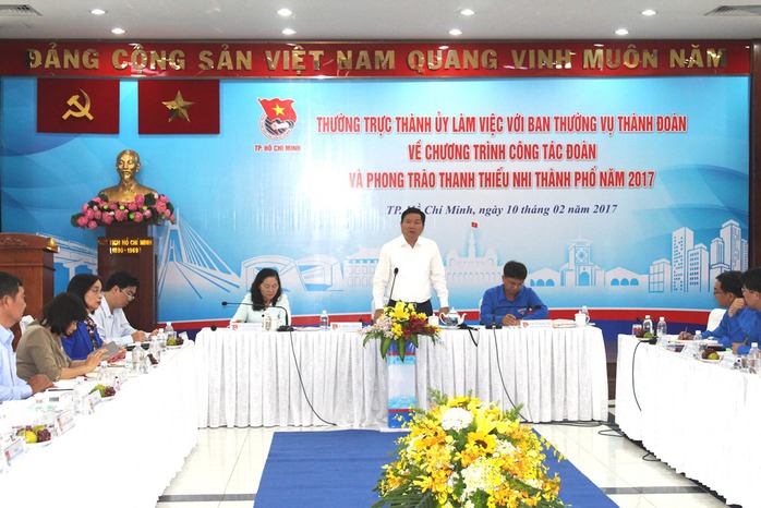 
Bí thư Thành ủy TP HCM Đinh La Thăng phát biểu tại buổi làm việc với Thành đoàn TP ngày 10-2
